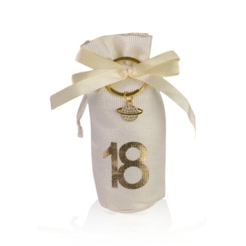 SACCHETTO LAME' SQUARE 18 ANNI CON PORTACHIAVI 9X15